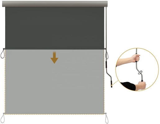 Protección solar y de la privacidad Blindaje de rodillo exterior extensible con mecanismo de manivela manual