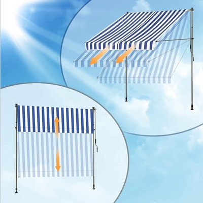 300 cm de ancho de balcón Toldo de poliéster material de vela manivela de mano protección solar sin perforación