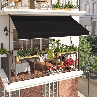 Operación manual de la abrazadera del balcón Toldo de 300 cm de ancho con manivela de mano y altura ajustable