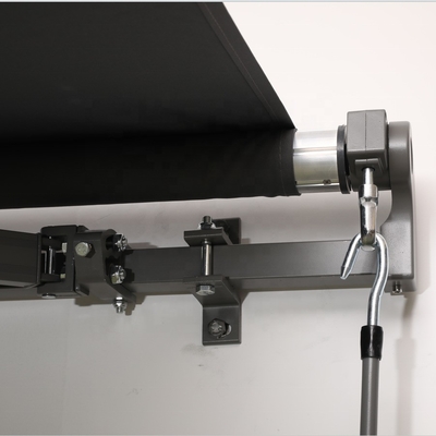 Apoyo de pared 3x2m Retráctil Manual Telón Puerta de ventana Sombra de sol Canopy con accesorios y manija de manivela