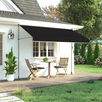 300x130cm Tejido de poliéster para balcón al aire libre, toldo con marco de hierro en gris/negro