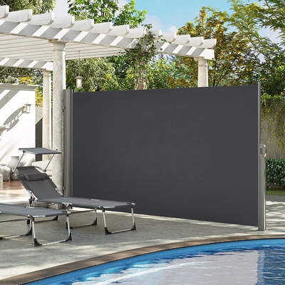 Sombra retráctil de toldo lateral de 180x300 cm para patio terraza de jardín a prueba de sol y a prueba de agua