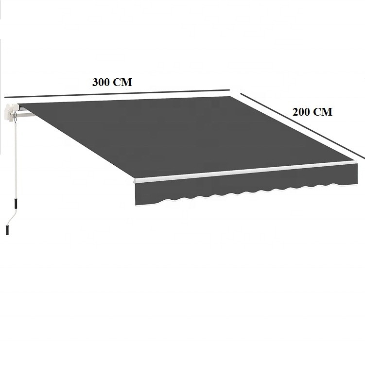 300 * 200CM Manual manija de manija impermeable Awning Protector de sombrillas para la ventana del porche